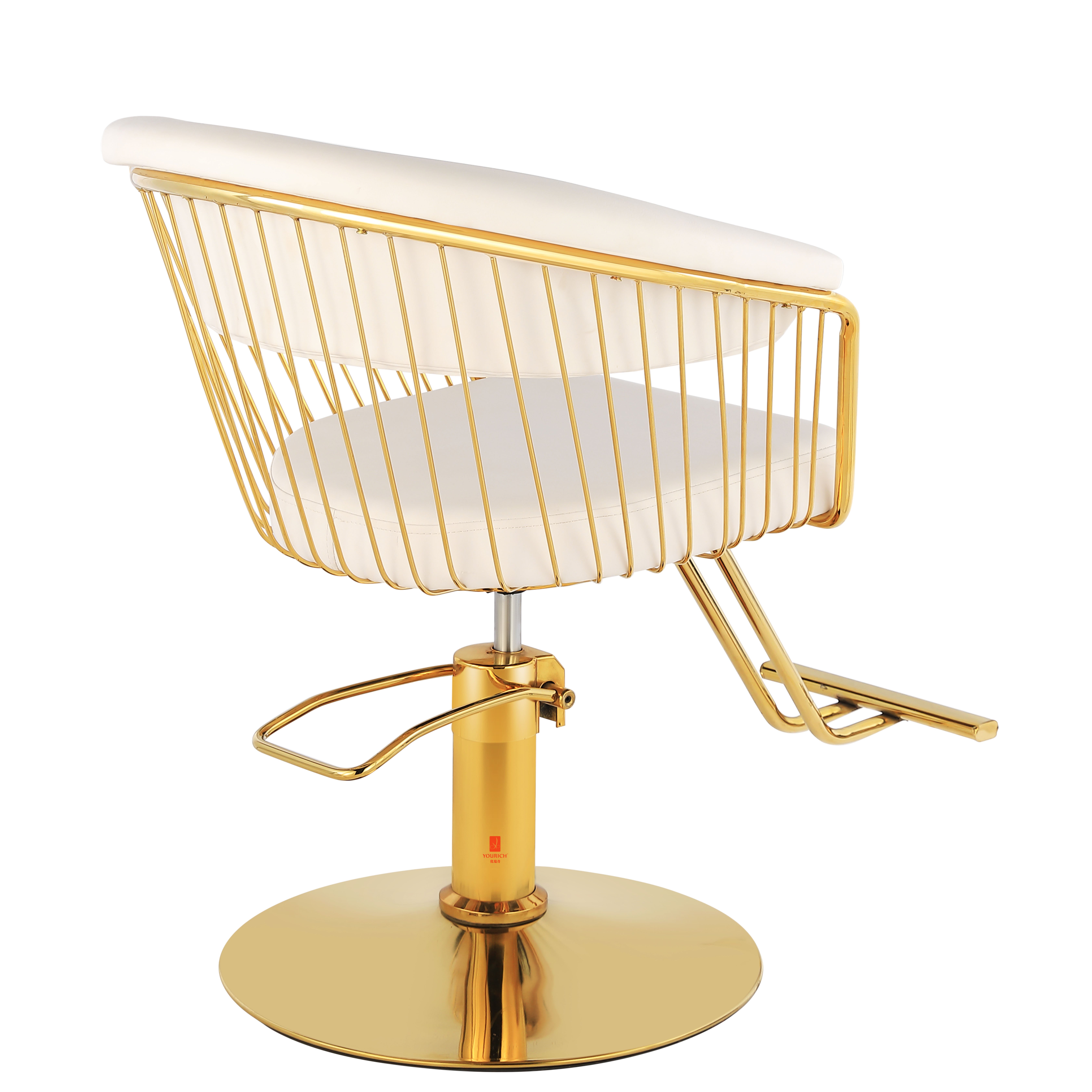 White Barber Chair in Gold Frame Hairdressing Salon Beauty Chair For Barbershop Equiment Popular