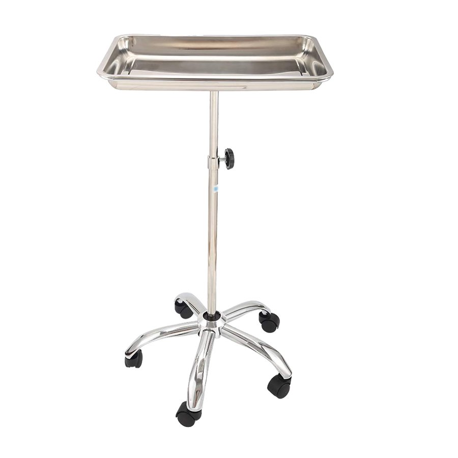 Height Adjustable Medical lifting Steel Mayo Trolley Instrument Stand with Removable Tray