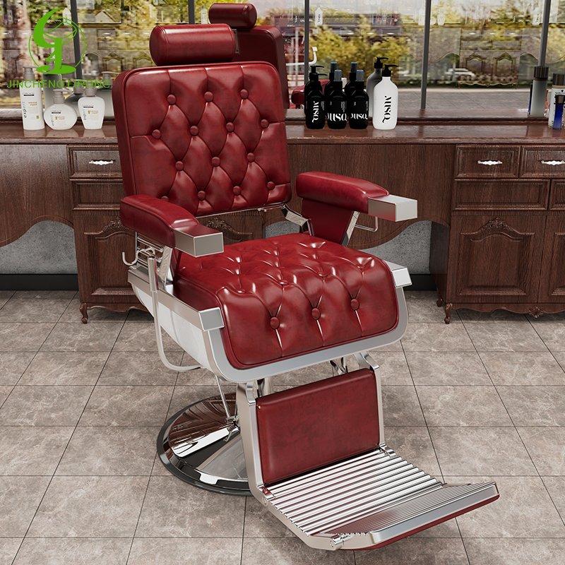 JINCHENG Lifting Swivel Beauty Hairdressing Armrest Salon Furniture Barber Chair Factory Custom Retro Multi-function 1 Set