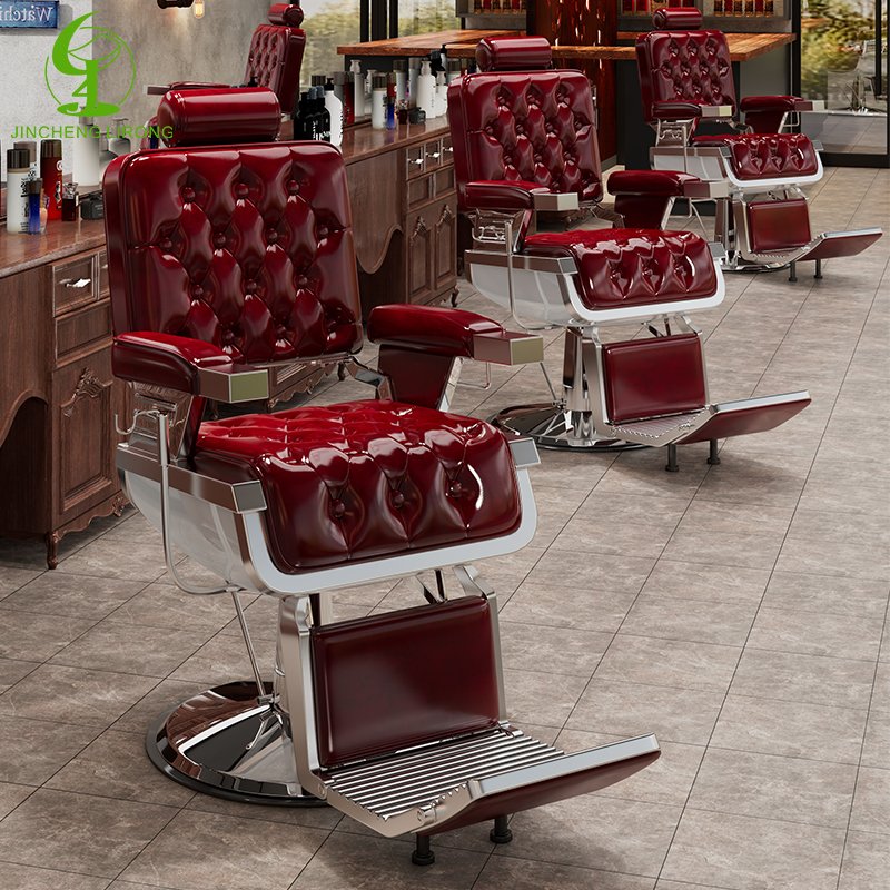 JINCHENG Lifting Swivel Beauty Hairdressing Armrest Salon Furniture Barber Chair Factory Custom Retro Multi-function 1 Set