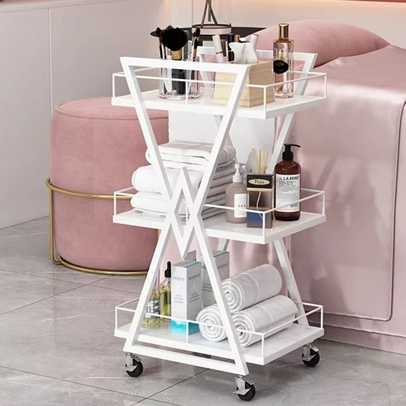 Salon Furniture Hair Salon Trolley Cart Metal 3 Tiers Pedicure Spa Nail Shop Trolley Gold Beauty Trolley For Barber Shop