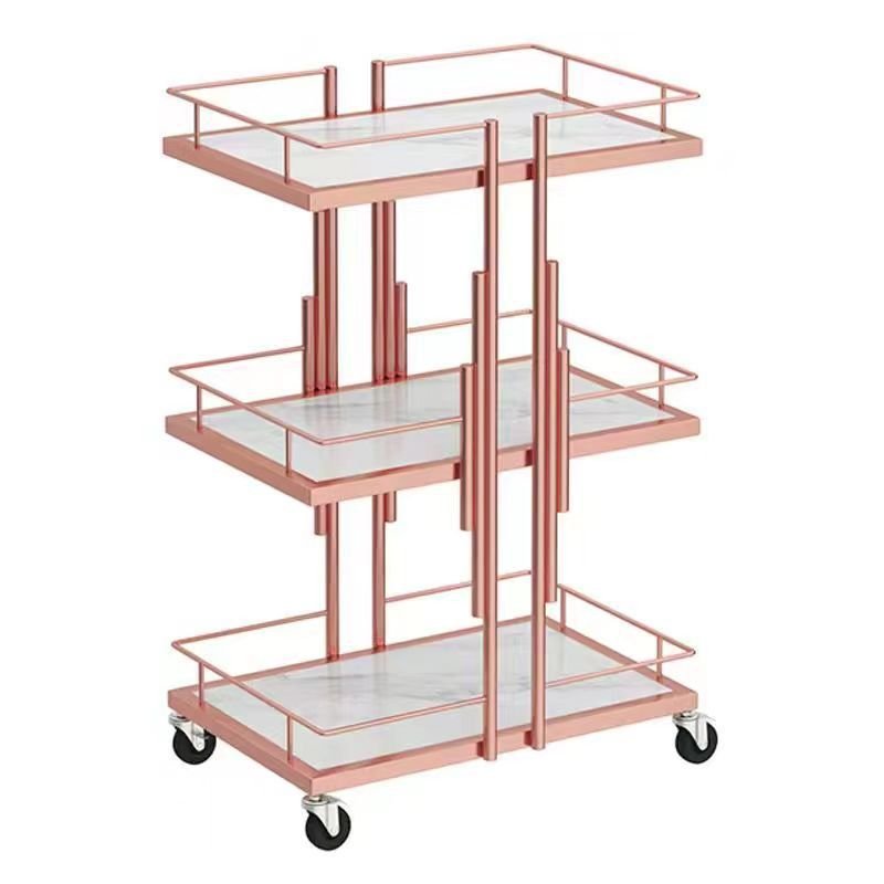Salon Furniture Hair Salon Trolley Cart Metal 3 Tiers Pedicure Spa Nail Shop Trolley Gold Beauty Trolley For Barber Shop