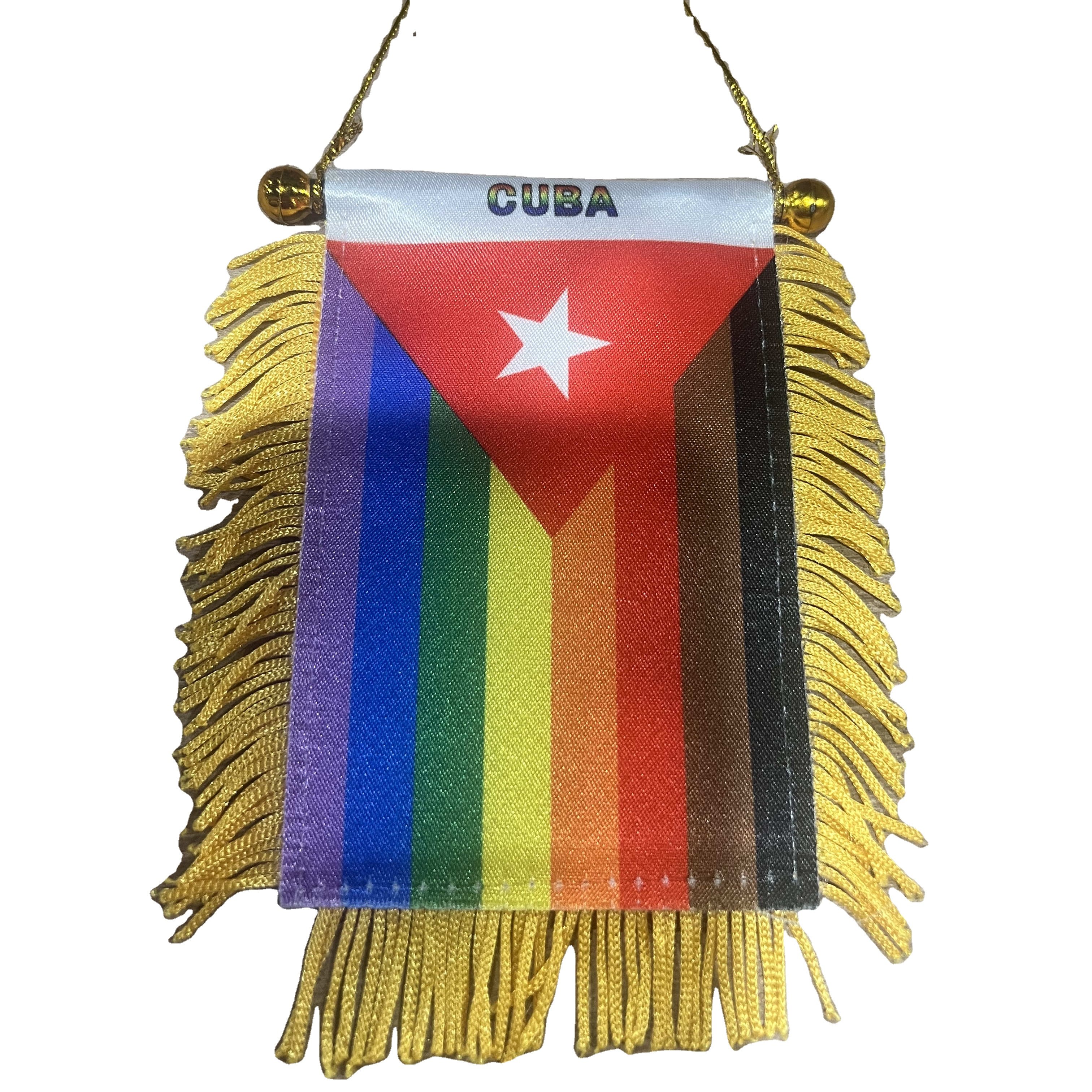 Aozhan 4x6 Inch All Mini Country Fringy Window Hanging Flag Banner For Car Rearview Mirror Decoration With Suction Cup