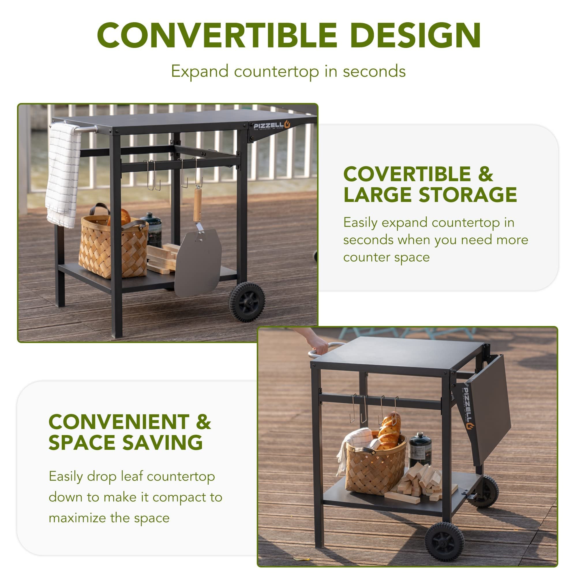 Outdoor Grill Cart Movable BBQ Grill Table Stand Stainless Kitchen Food Prep Trolley Worktable Commercial Portable Dining Cart