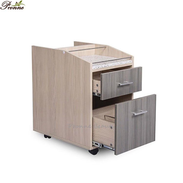 classic high quality durable wood countertop granite quartz rolling spa pedicure cart storage