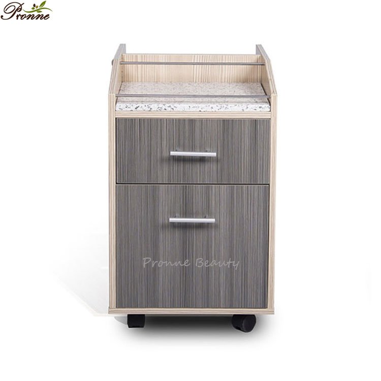 classic high quality durable wood countertop granite quartz rolling spa pedicure cart storage
