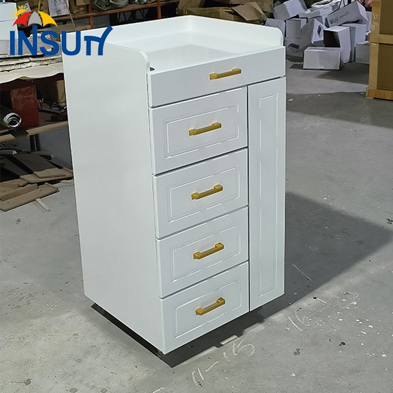 Insun Professional Hair Salon Furniture White Barber Trolley with Wheels Beauty Nail Salon Spa Customized Manicure Trolly