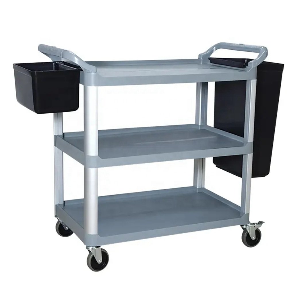 2/3 Layers full size 4 wheels high quality plastic mobile rolling room hotel service dinning salon manicure trolley car