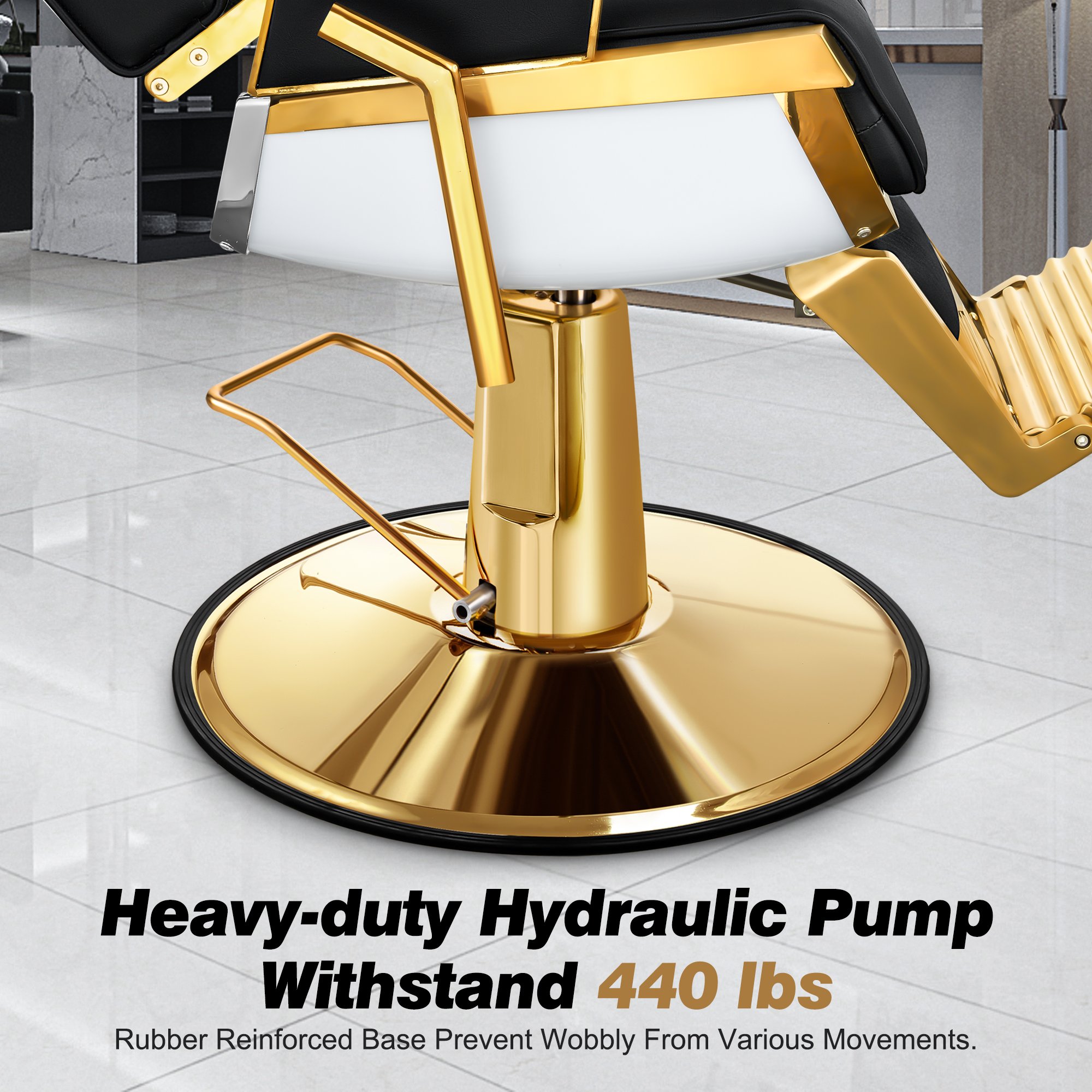 High Quality Custom Comfortable Seating Adjustable Backrest Salon Chairs Professional Barber Chairs Black and Gold Hair Chair