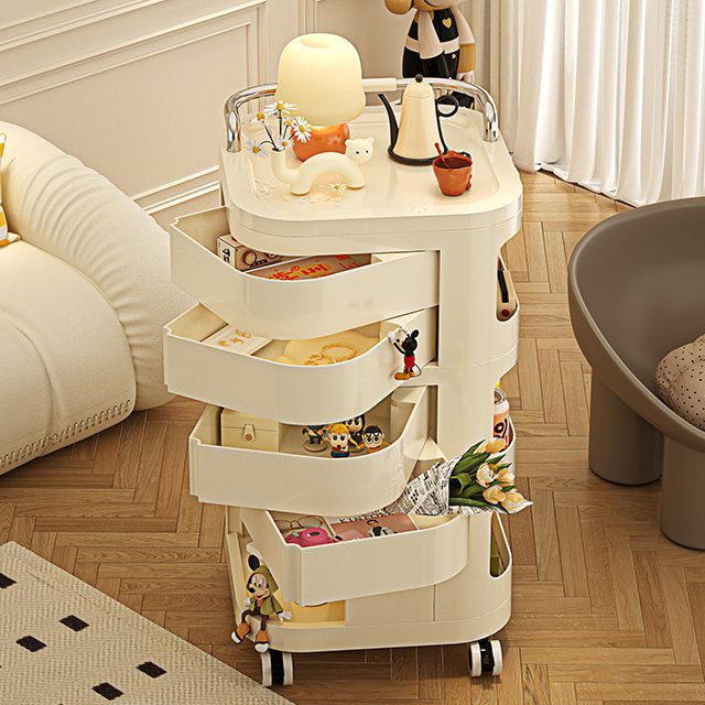 Modern Luxury Stylish Plastic Trolley Cart Salon Mobile Storage Cabinet Plastic Drawers Rolling Storage Cart