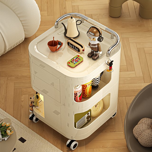 Modern Luxury Stylish Plastic Trolley Cart Salon Mobile Storage Cabinet Plastic Drawers Rolling Storage Cart