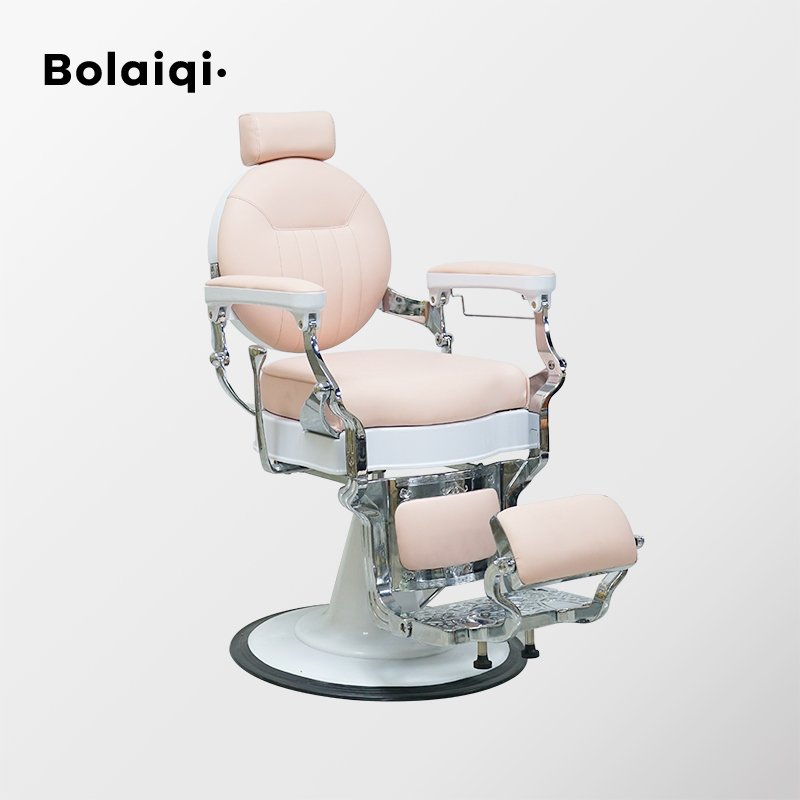 BOLAIQI comfortable barber chairs seat heavy duty pink lady barber chair white silla de barbero with head rest