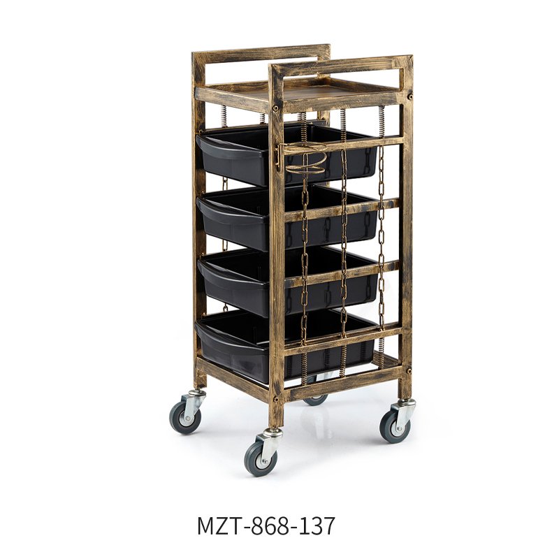Jincheng retro wooden salon hairdressing barber shop cart storage locker drawer dressing car spa salon cart