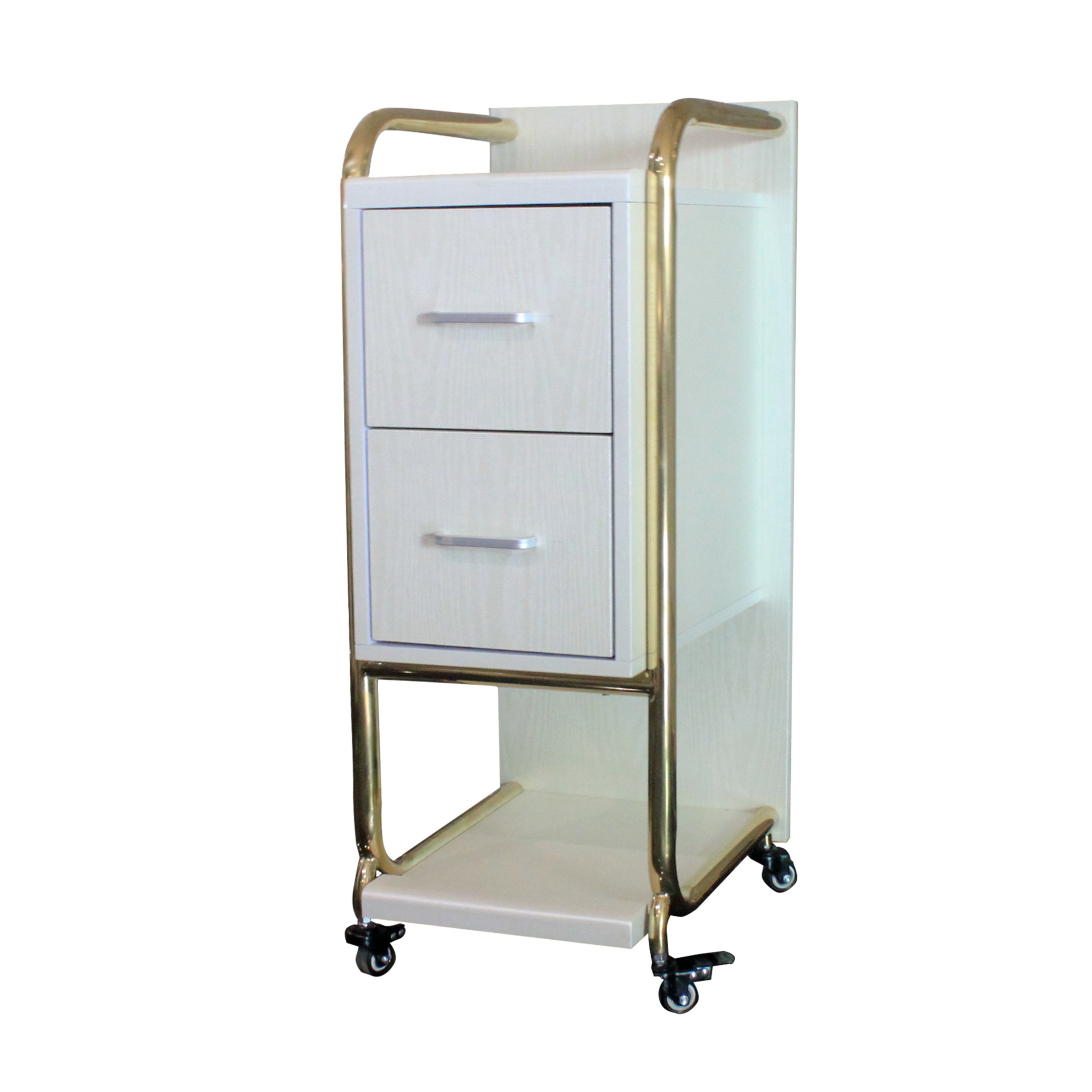 Modern Cheap Equipment Rolling White Beauty Pink Glam Adjustable 2 Tier Salon Working Maschine Hair Color Trolley Cart
