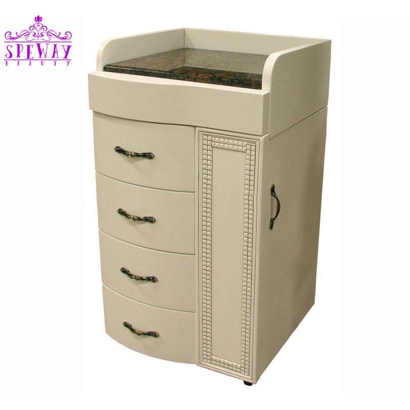 Hot Sell Professional Wooden White Drawers Salon Trolley Simple Salon Trolley Cart Luxury Pedicure Trolley
