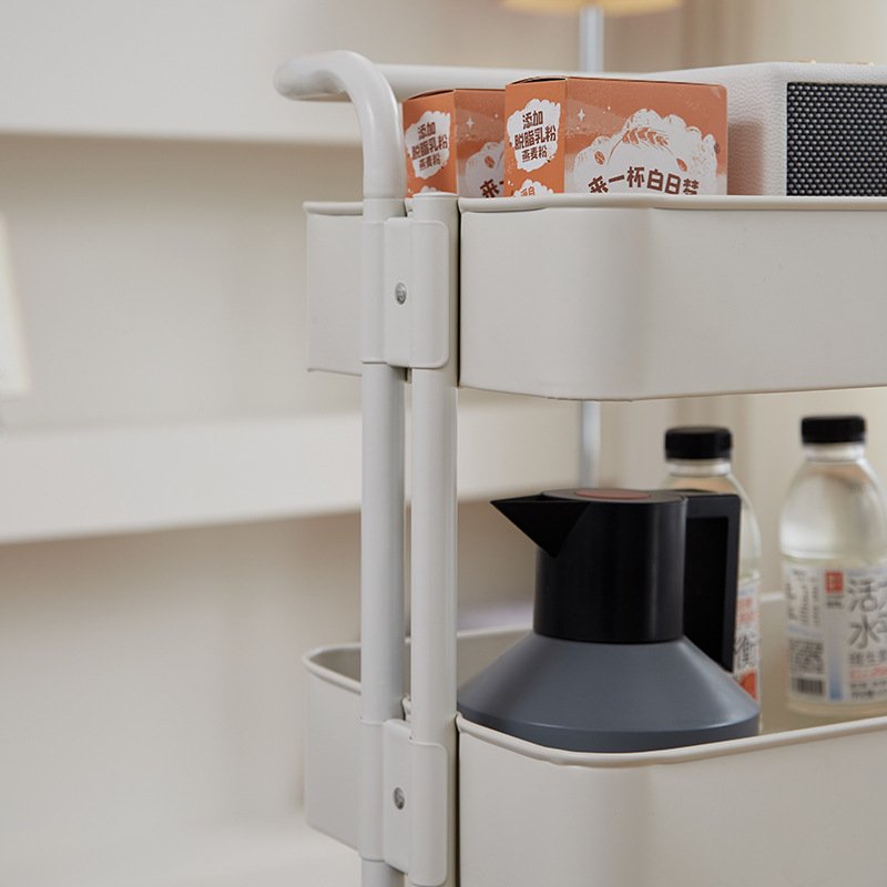 Bathroom Salon Spa Organization Metal Mobile Cart Standing Shelf Kitchen Trolley Rolling Serving Storage