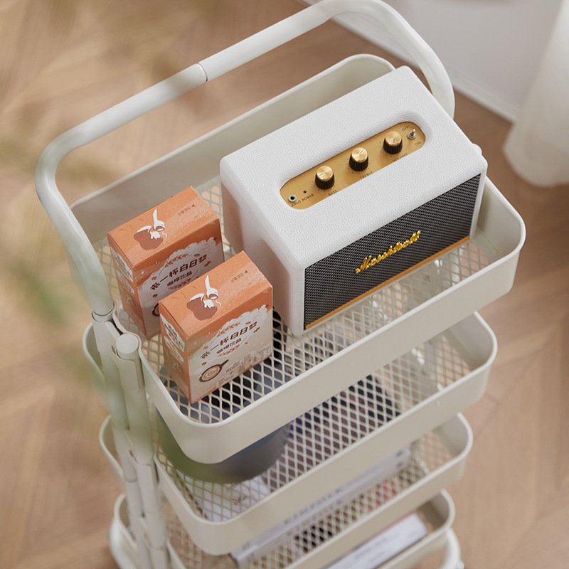 Bathroom Salon Spa Organization Metal Mobile Cart Standing Shelf Kitchen Trolley Rolling Serving Storage