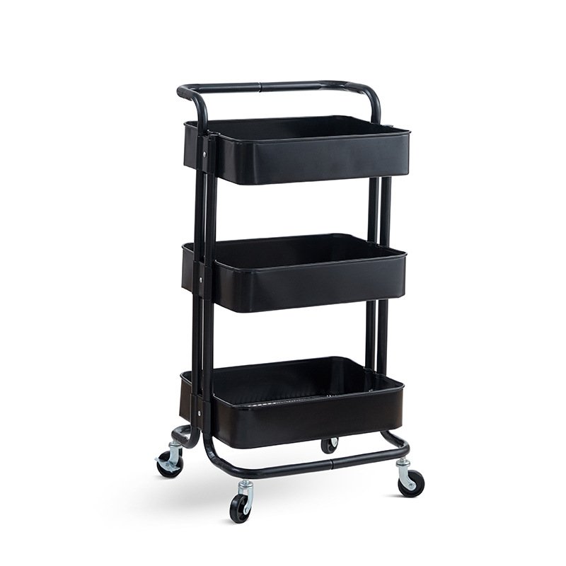Bathroom Salon Spa Organization Metal Mobile Cart Standing Shelf Kitchen Trolley Rolling Serving Storage