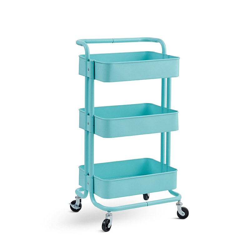 Bathroom Salon Spa Organization Metal Mobile Cart Standing Shelf Kitchen Trolley Rolling Serving Storage
