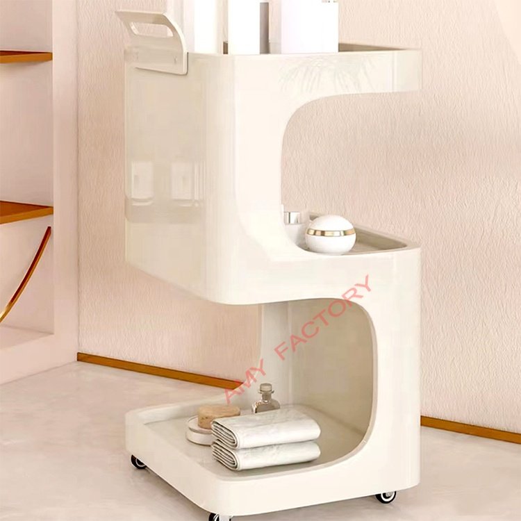 Nail Storage Cart Wooden Beauty Salon Trolley Professional with 4 Wheels Salon Furniture Modern Small Beauty Trolley