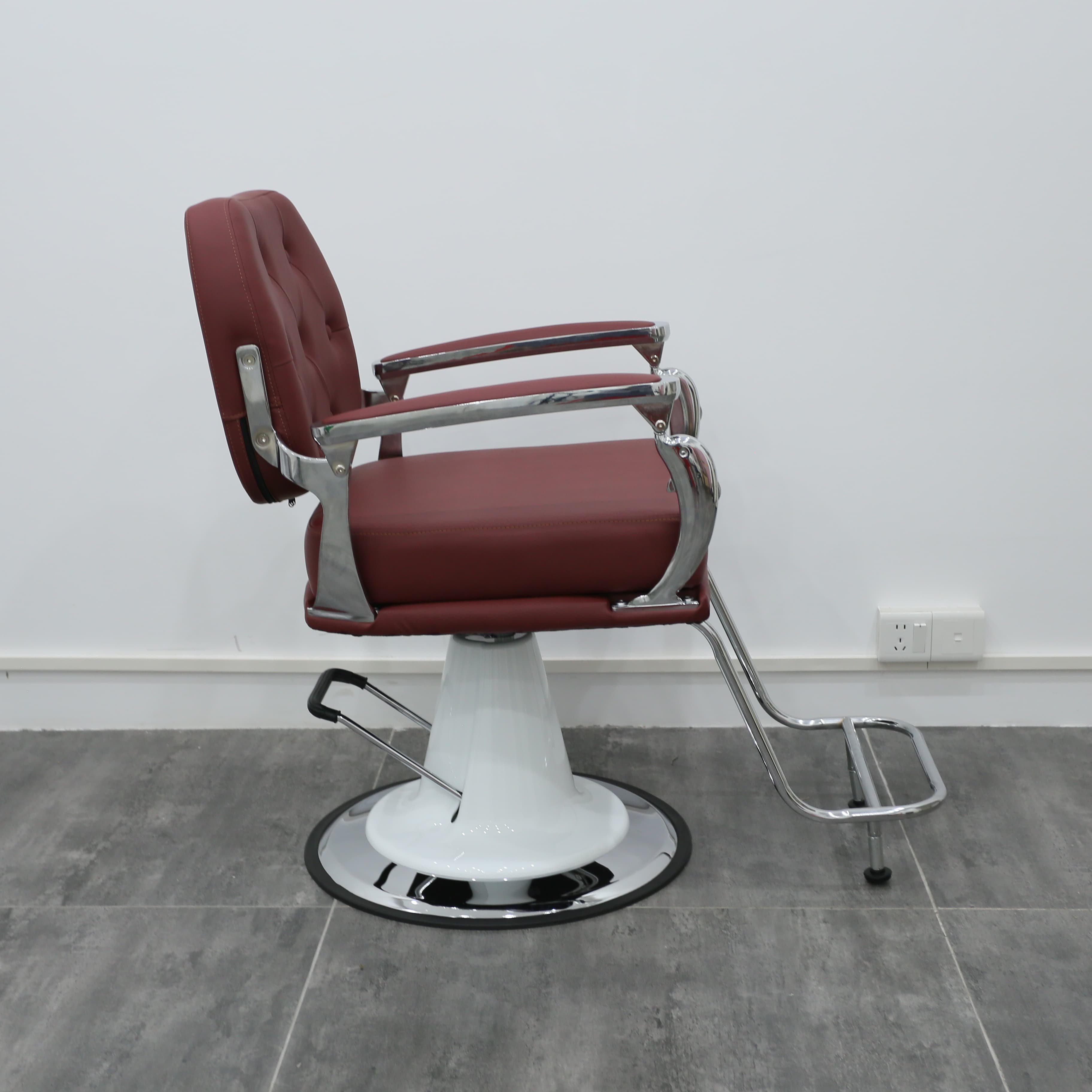 Salon Hair Styling Top Rating Vintage Reclining Barber Chairs Antique Durable Brown Gold Base Hair Barbershop Salon Furniture
