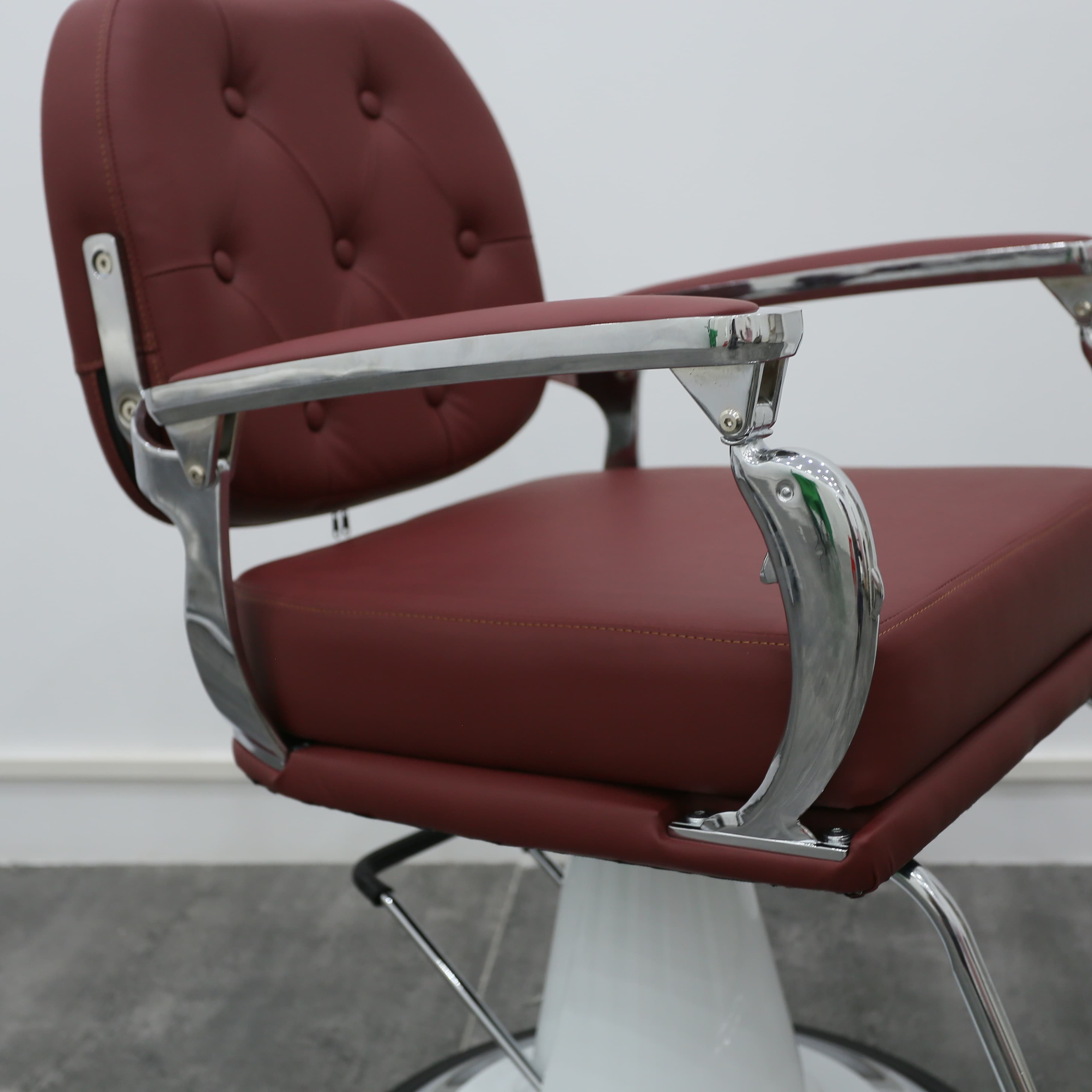 Salon Hair Styling Top Rating Vintage Reclining Barber Chairs Antique Durable Brown Gold Base Hair Barbershop Salon Furniture
