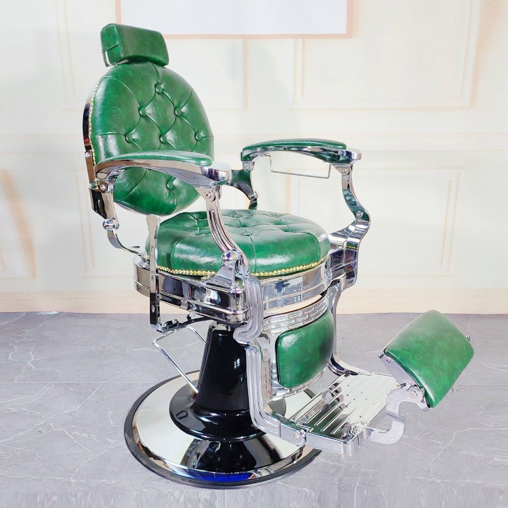 Vintage Green Gold Red Barber Chair Ready to Ship Furniture Salon Equipment Dyeing and Hairdressing Chair for Barber Shop