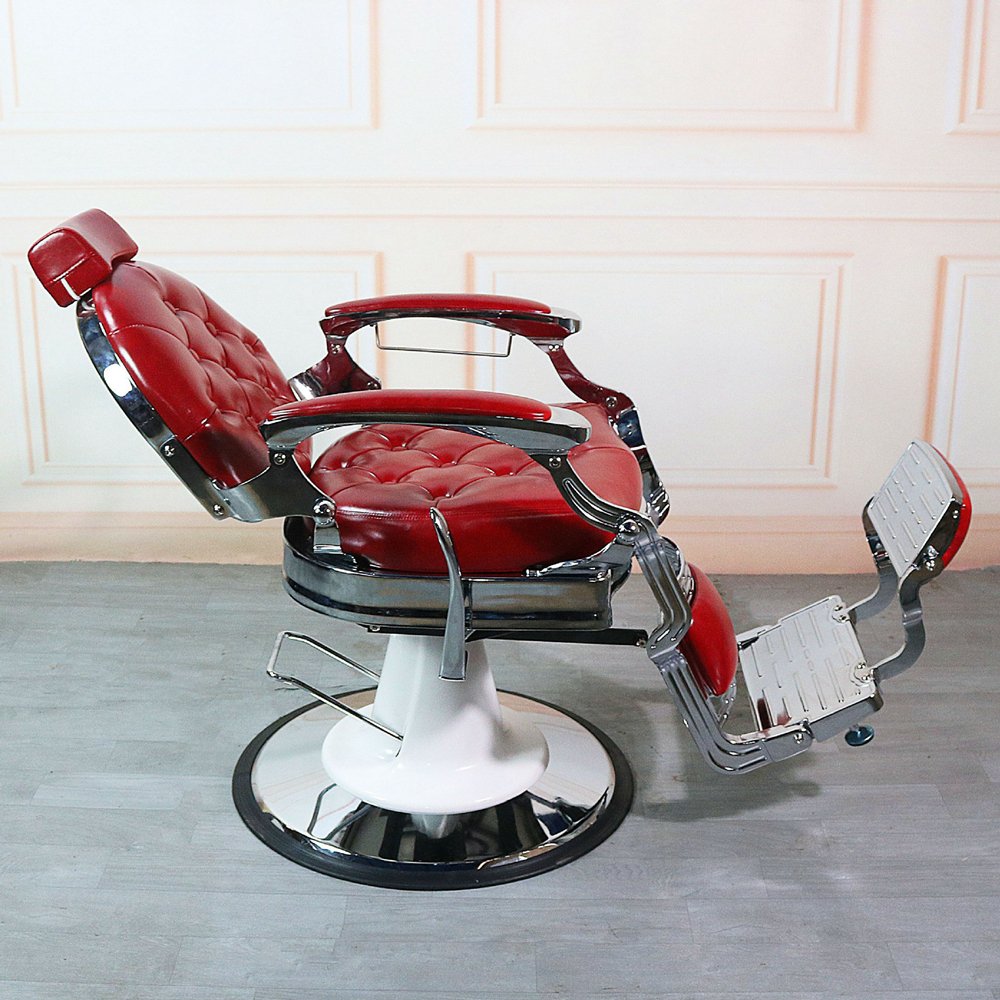 Vintage Green Gold Red Barber Chair Ready to Ship Furniture Salon Equipment Dyeing and Hairdressing Chair for Barber Shop