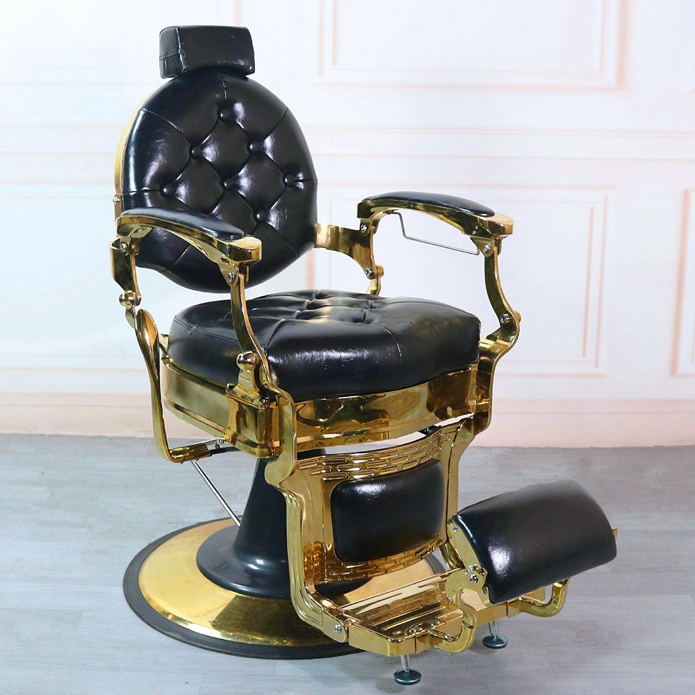 Vintage Green Gold Red Barber Chair Ready to Ship Furniture Salon Equipment Dyeing and Hairdressing Chair for Barber Shop