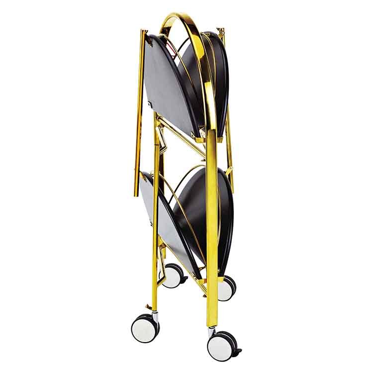 Modern Hotel Room Service Trolley Golden Circle Wine Cart Wine Serving Trolley Foldable hotel service car