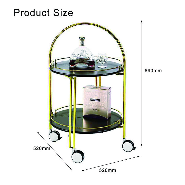 Modern Hotel Room Service Trolley Golden Circle Wine Cart Wine Serving Trolley Foldable hotel service car