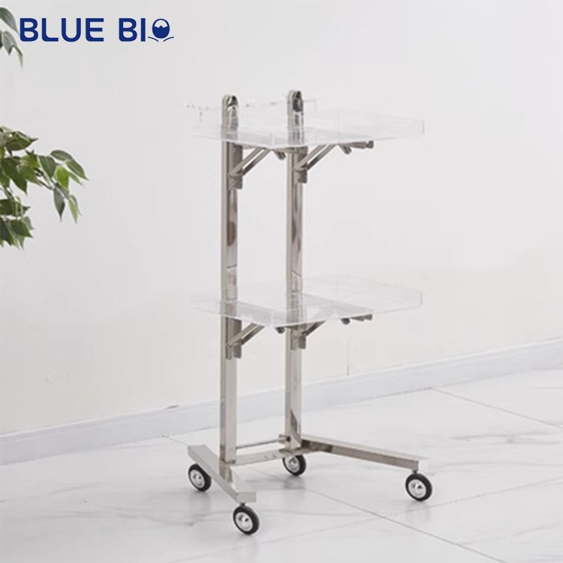 Stainless Tool Car Barber Shop Ironing Dyeing Trolley Folding Storage Hair Salon Special Car Acrylic Tray Beauty Salon Trolley