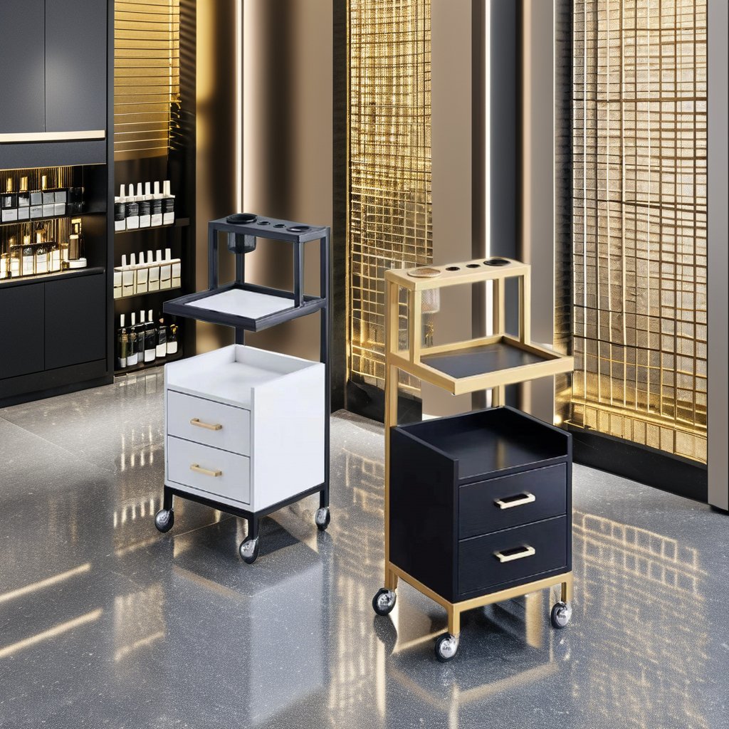 Metal Spa Facial Manicure Hairdressing Trolley Cart with Wheels for Barber Shop Use High Quality Portable Hair Salon Beauty