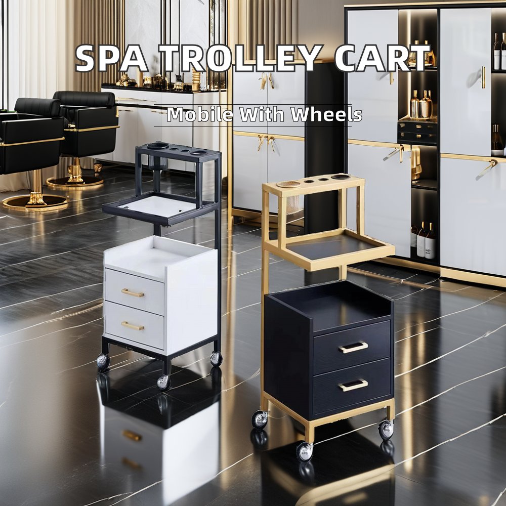 Metal Spa Facial Manicure Hairdressing Trolley Cart with Wheels for Barber Shop Use High Quality Portable Hair Salon Beauty