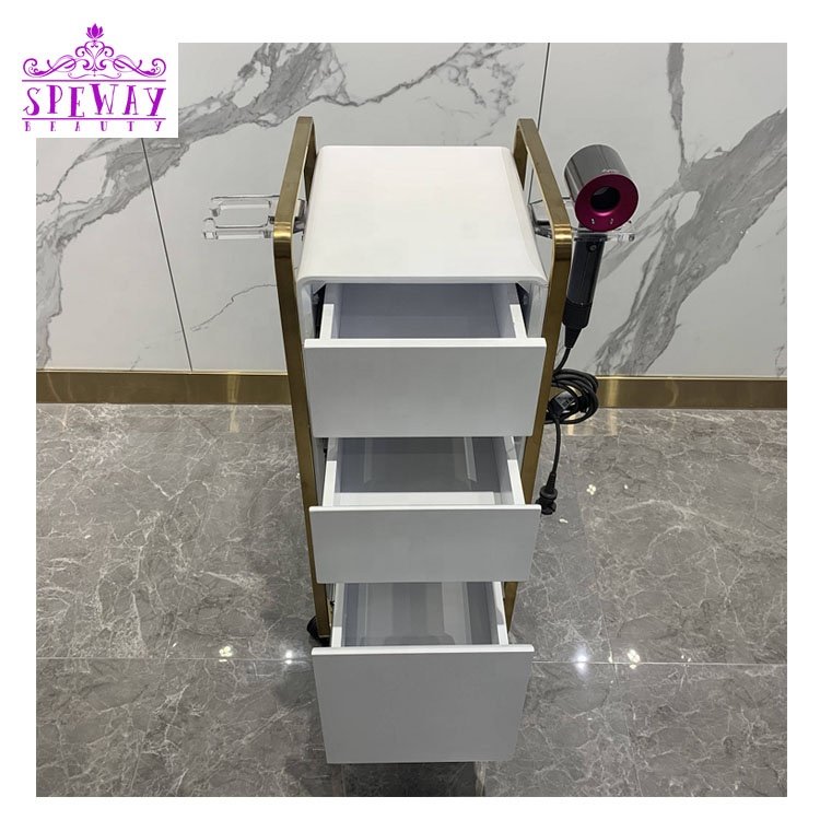 2024 wholesale Barber shop trolley, hair salon and beauty salon special tool cart with drawer