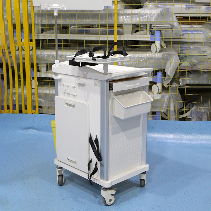 Large Capacity Medical Cart Trolley With Stainless Steel And ABS Featuring Hospital Emergency Drawers And Convenient Wheels