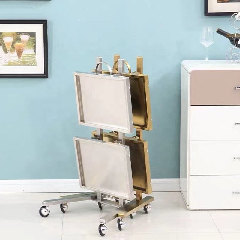 YOUTAI Portable stainless steel beauty salon trolley folding storage rack metal trolley for barber