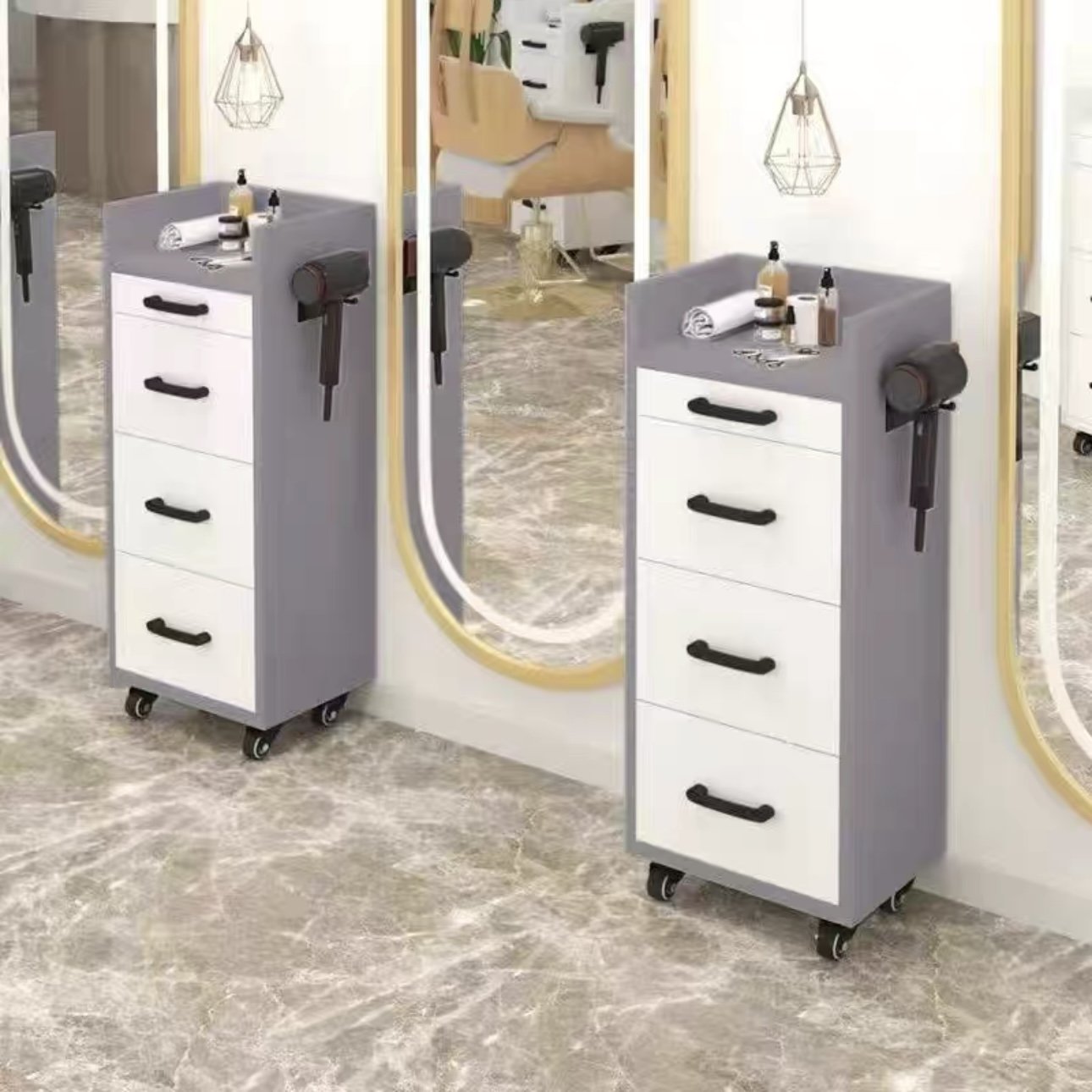 Salon Trolley Hair Salon Locker Barber Shop Tool Cabinet Rack Multi-function Mirror Table Small Cabinet Tool