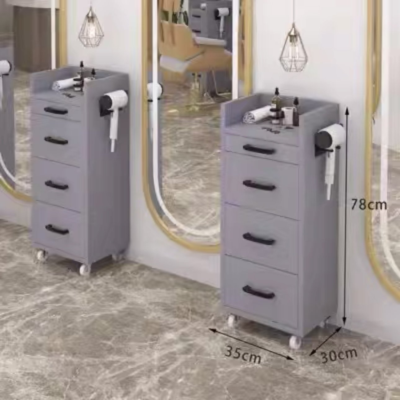 Salon Trolley Hair Salon Locker Barber Shop Tool Cabinet Rack Multi-function Mirror Table Small Cabinet Tool