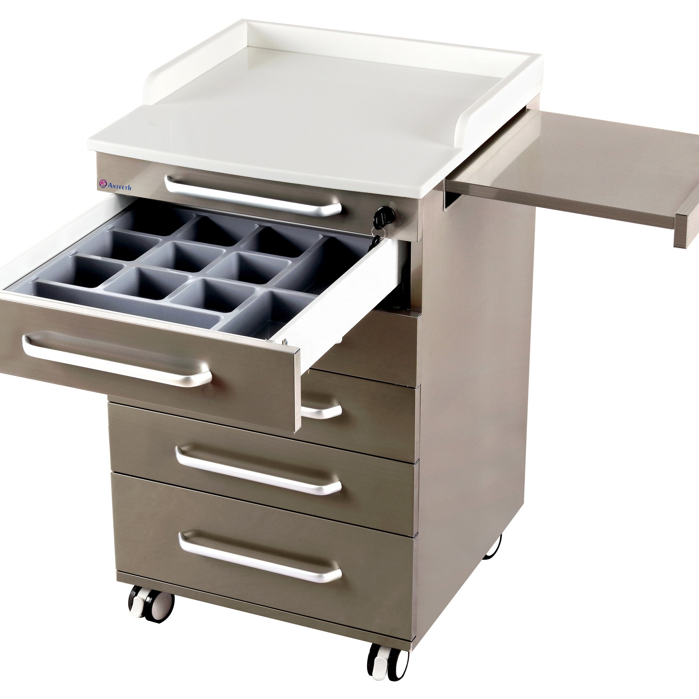 Anteeth customized medical table stainless steel material mobile trolley drawers dental cabinet furniture clinic