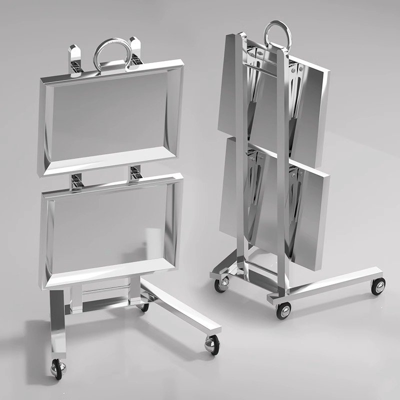Trolleys Wheels Foldable Stainless Steel Hotel Barber Hairdressing Makeup Folding Cart Beauty Tool Hand Carts Trolleys Salon