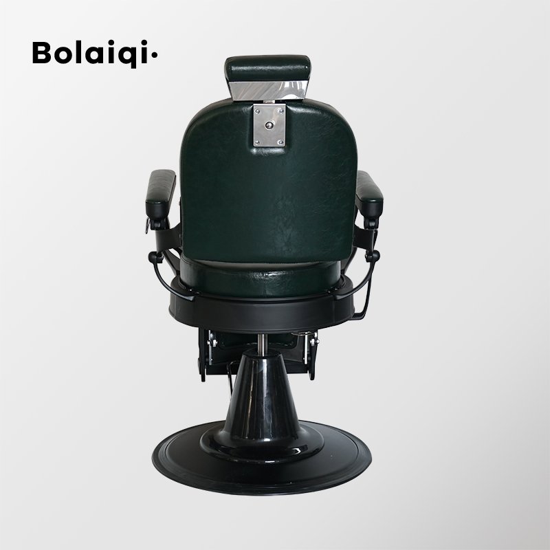 BOLAIQI barber salon shop furniture round seat shaving chair relining backrest green old school barber chair for sale