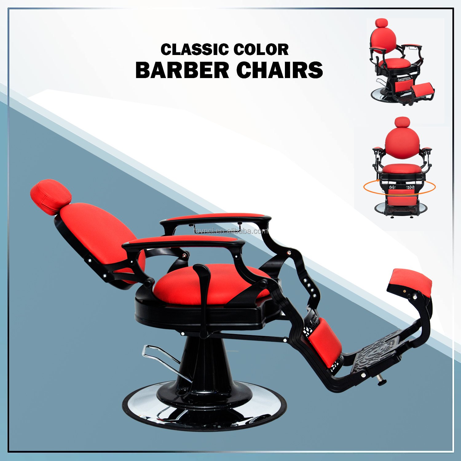 black&red frame synthetic leather salon furniture haircutting modeling barber chair fovnci