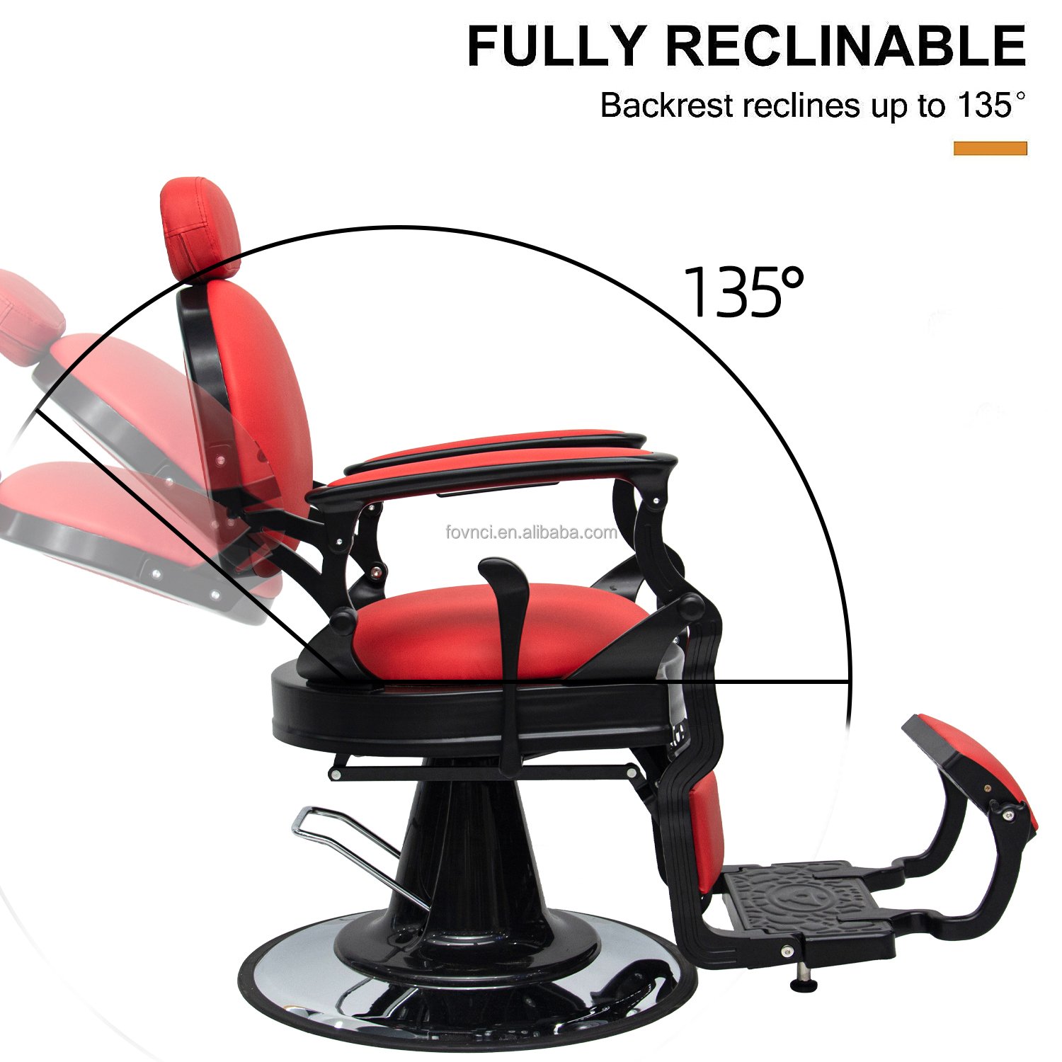 black&red frame synthetic leather salon furniture haircutting modeling barber chair fovnci