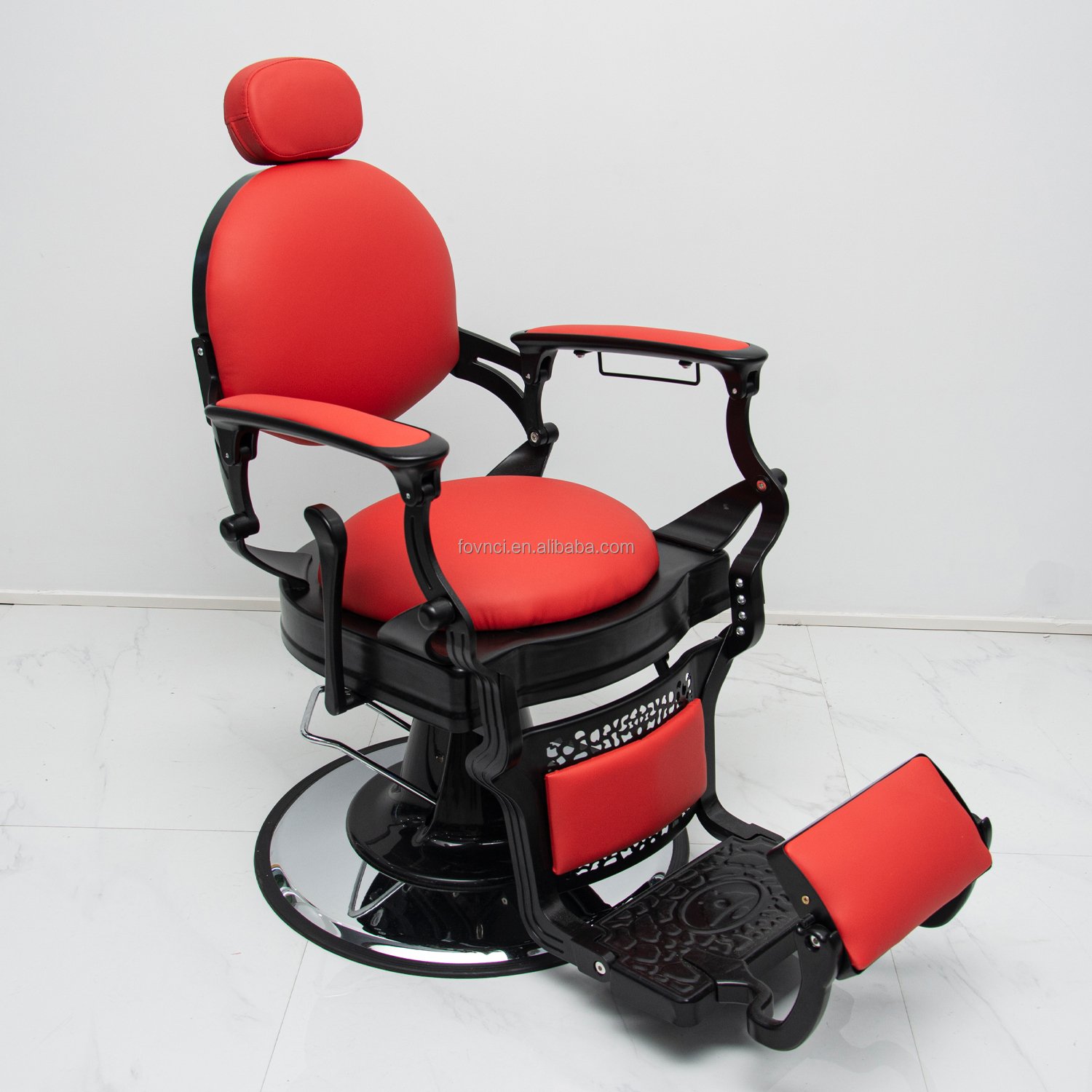 black&red frame synthetic leather salon furniture haircutting modeling barber chair fovnci