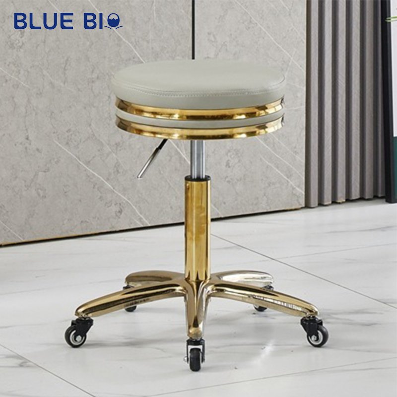 Beauty Nail Salon Barber Rolling Stool Chair Adjustable Lift High-footed Round Stool Swivel Chair