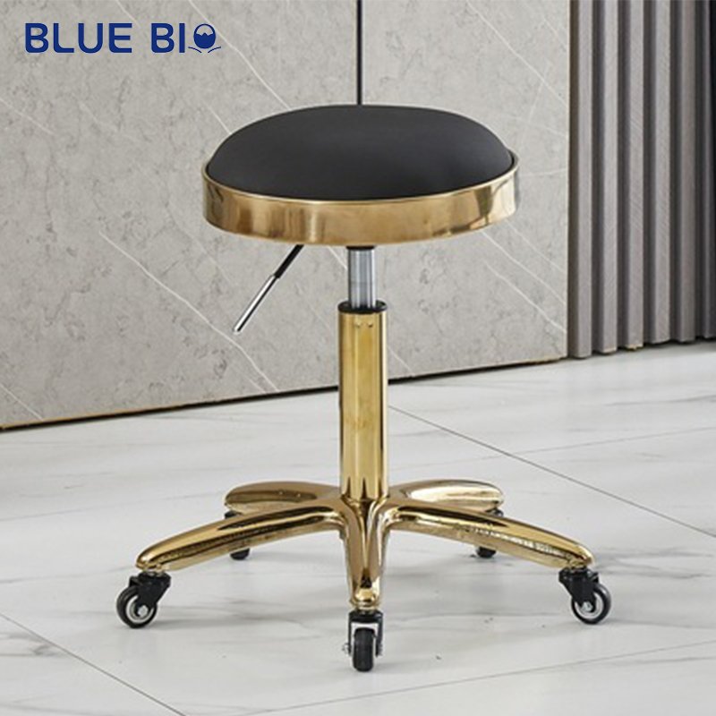 Beauty Nail Salon Barber Rolling Stool Chair Adjustable Lift High-footed Round Stool Swivel Chair