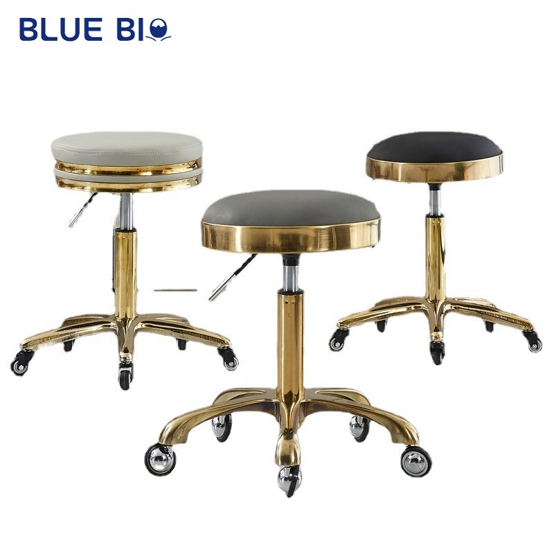 Beauty Nail Salon Barber Rolling Stool Chair Adjustable Lift High-footed Round Stool Swivel Chair