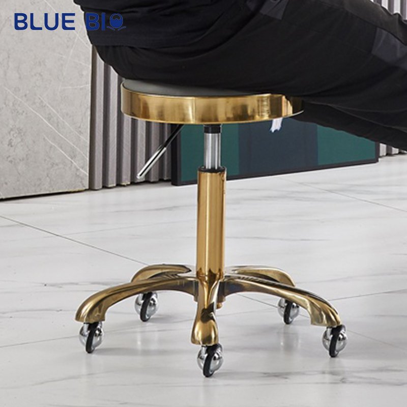 Beauty Nail Salon Barber Rolling Stool Chair Adjustable Lift High-footed Round Stool Swivel Chair