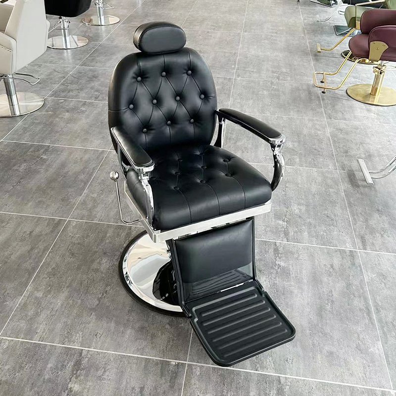 Antique Beauty Salon Black Reclining Hydraulic Barber Chair Vintage Salon Hair Shop Styling Barber Chair For Sales